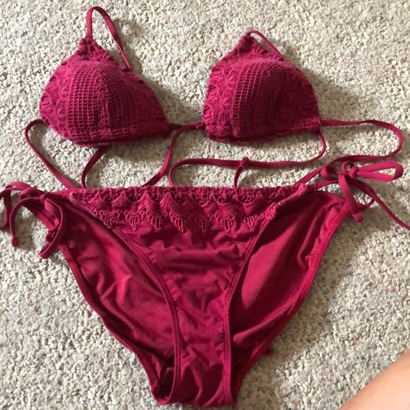 red crochet swimsuit